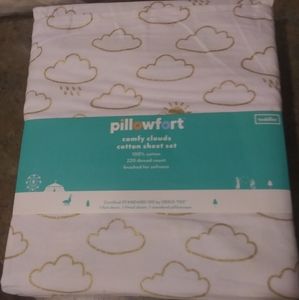Kids cloudy metallic toddler sheet set